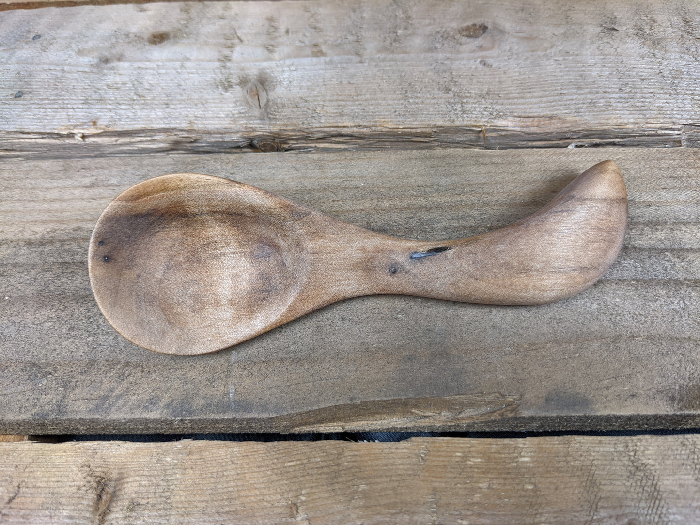 Rustic wormy silver maple spoon