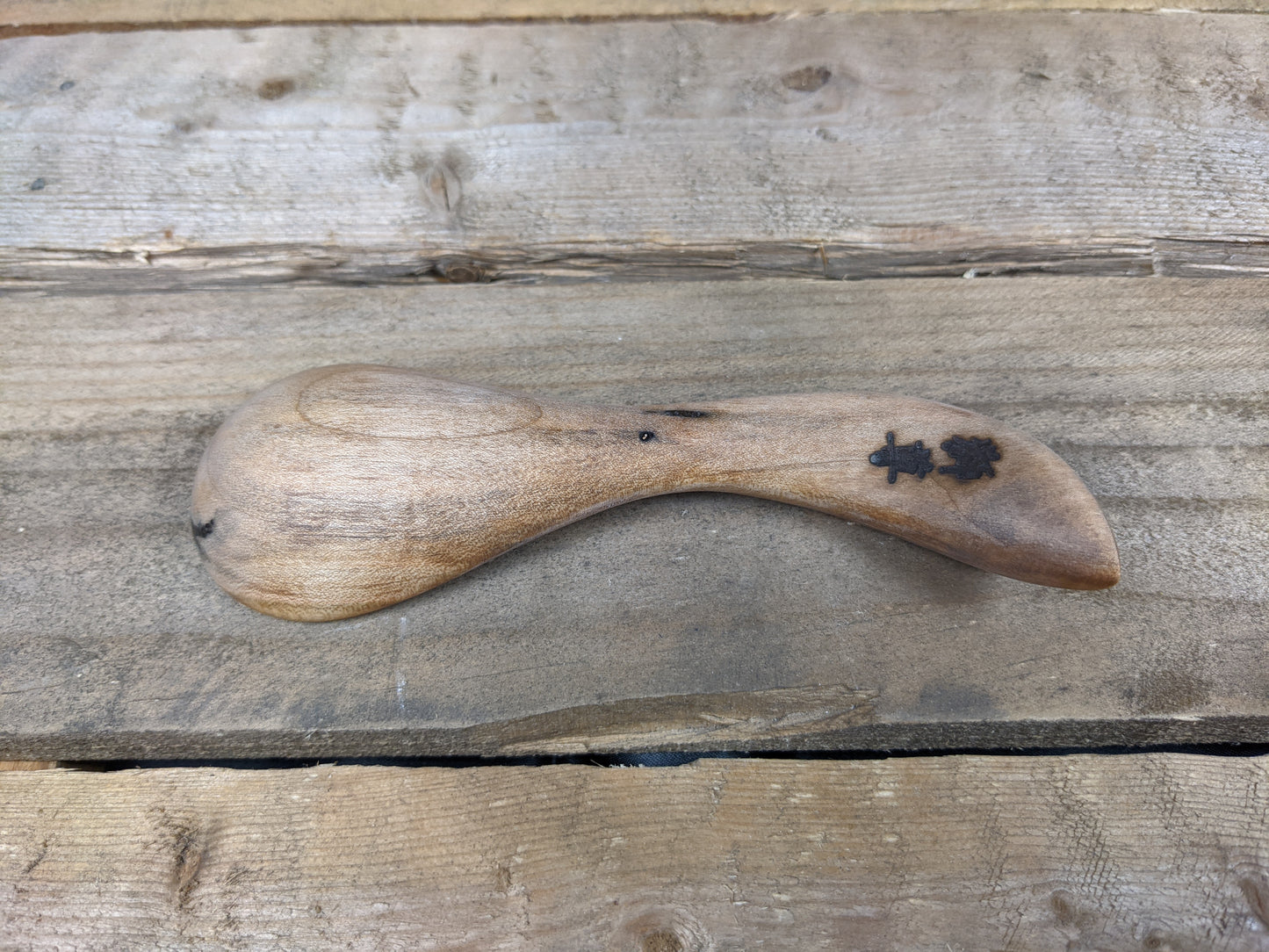 Rustic wormy silver maple spoon