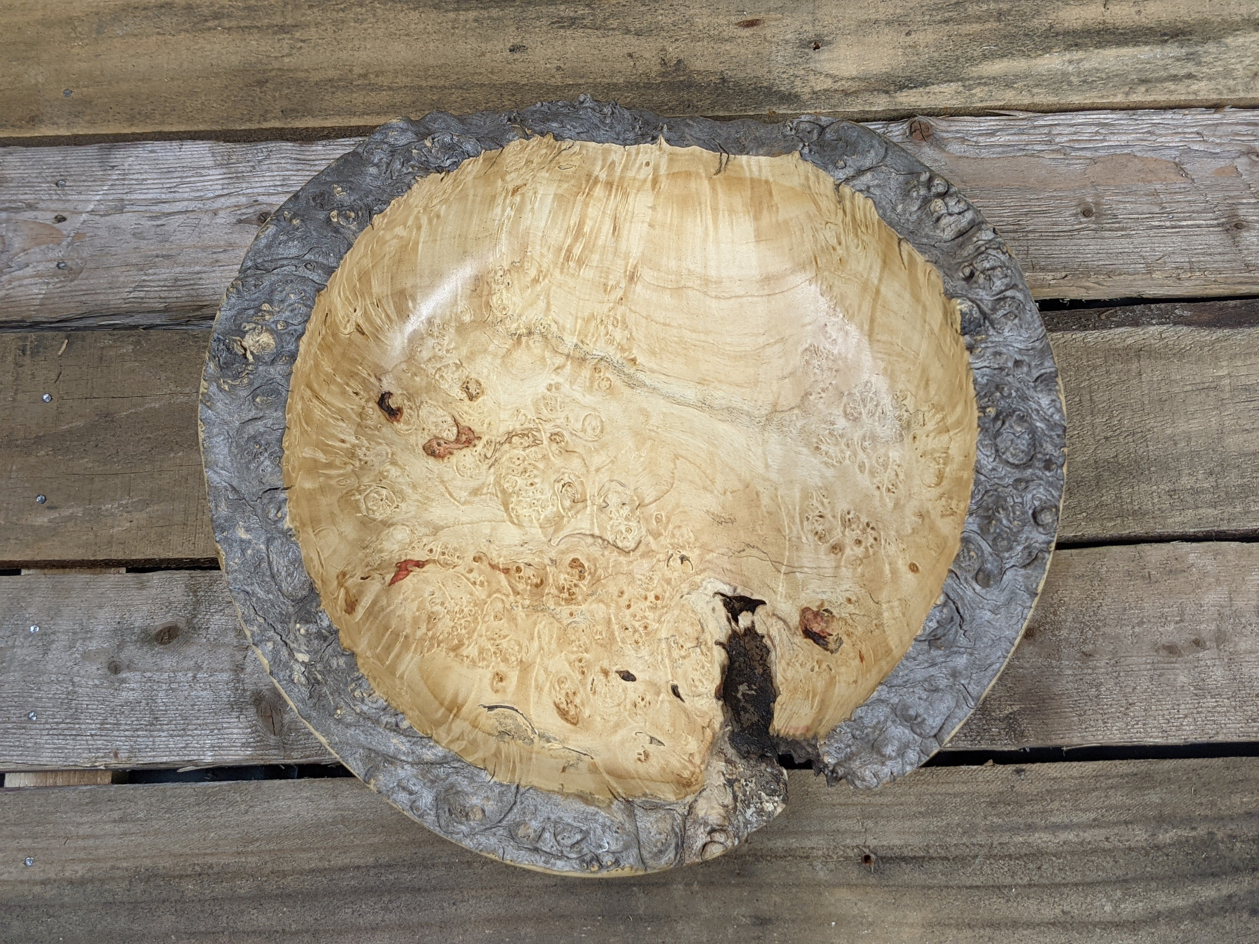 Natural edge maple burl bowl