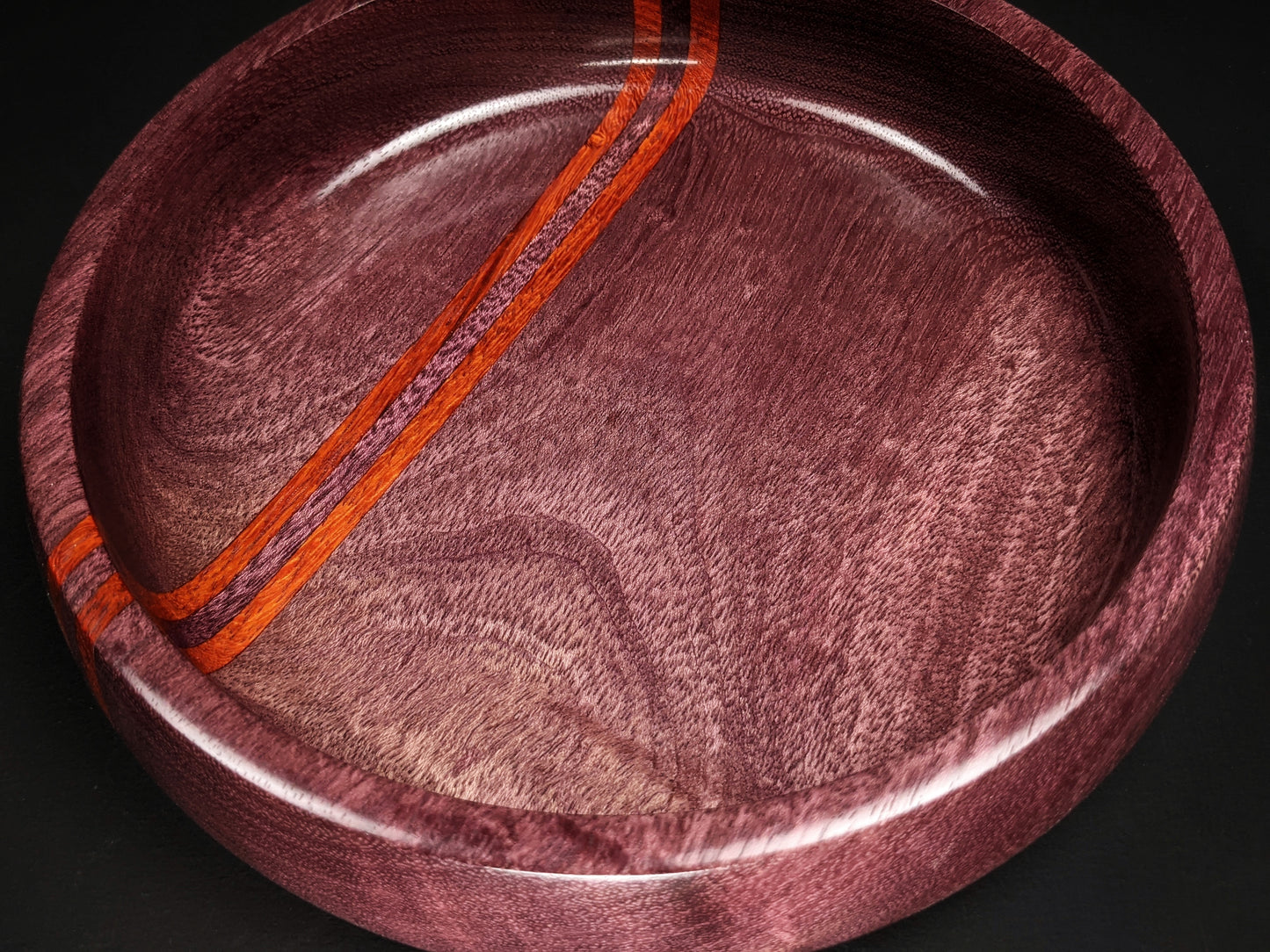 Purpleheart bowl with a padauk racing stripe
