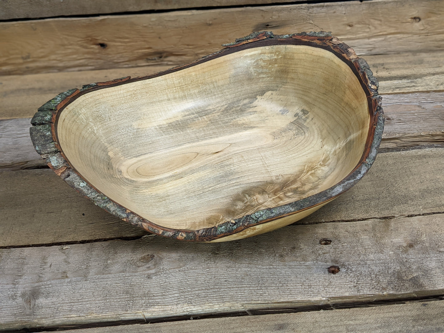 Live edge silver maple crotchwood bowl