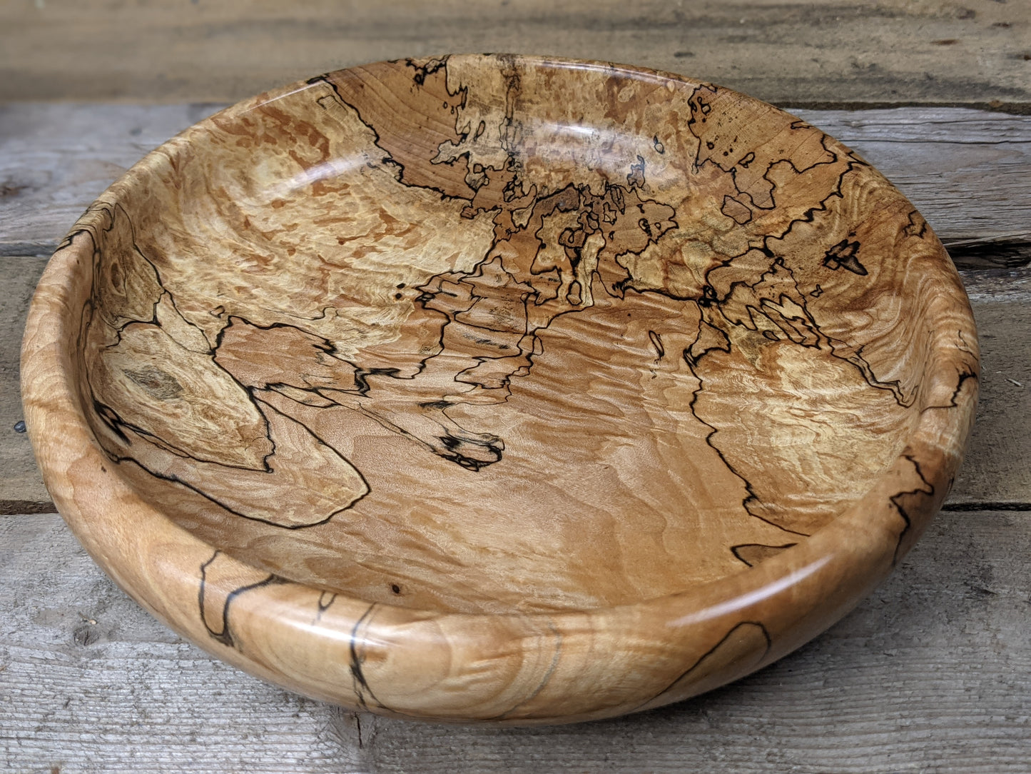 Highly figured and spalted maple dish