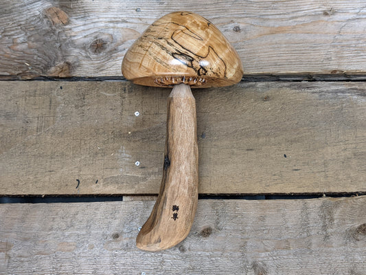 Figured spalted maple and cottonwood darning mushroom