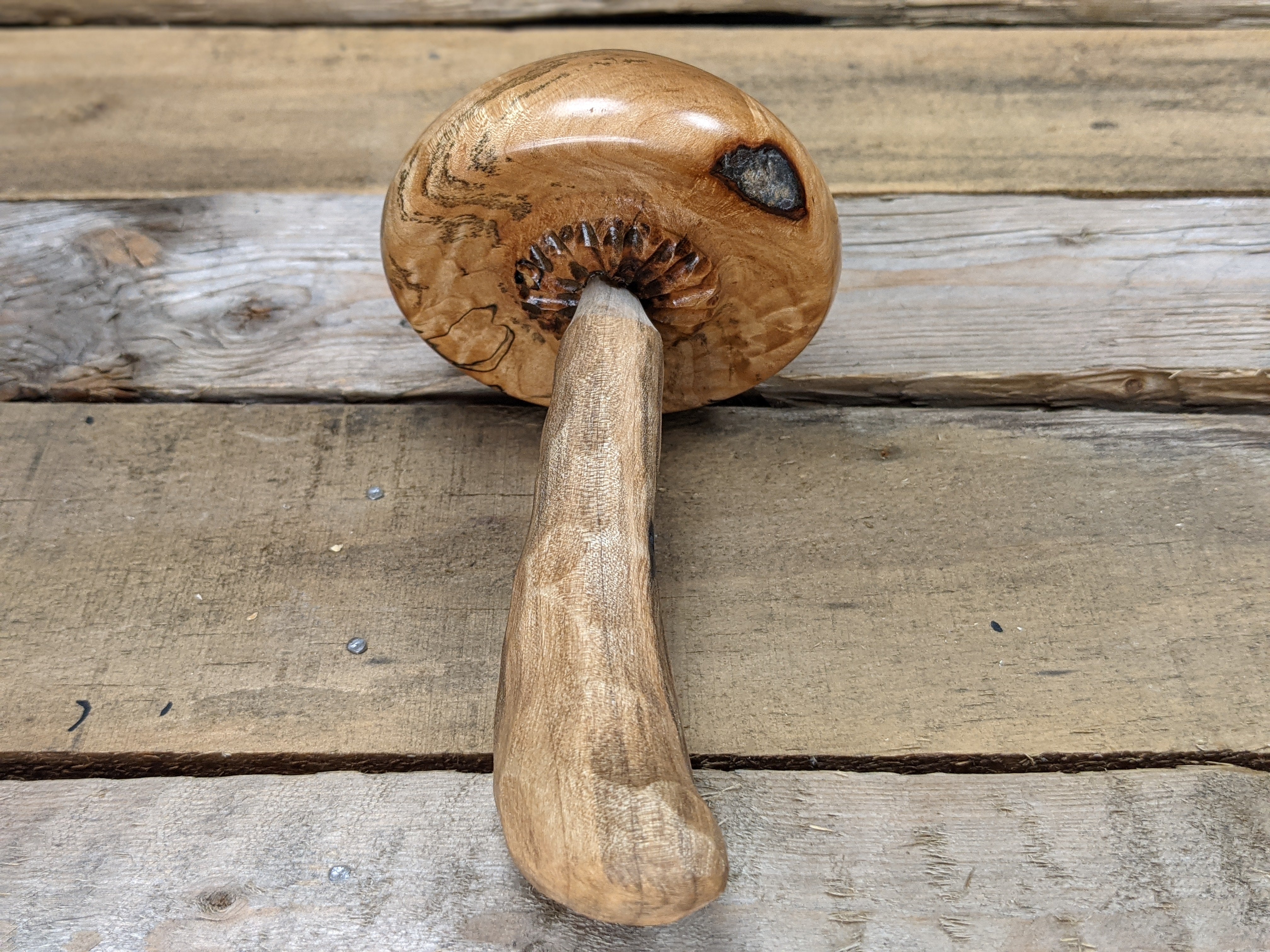 Figured spalted maple and cottonwood darning mushroom