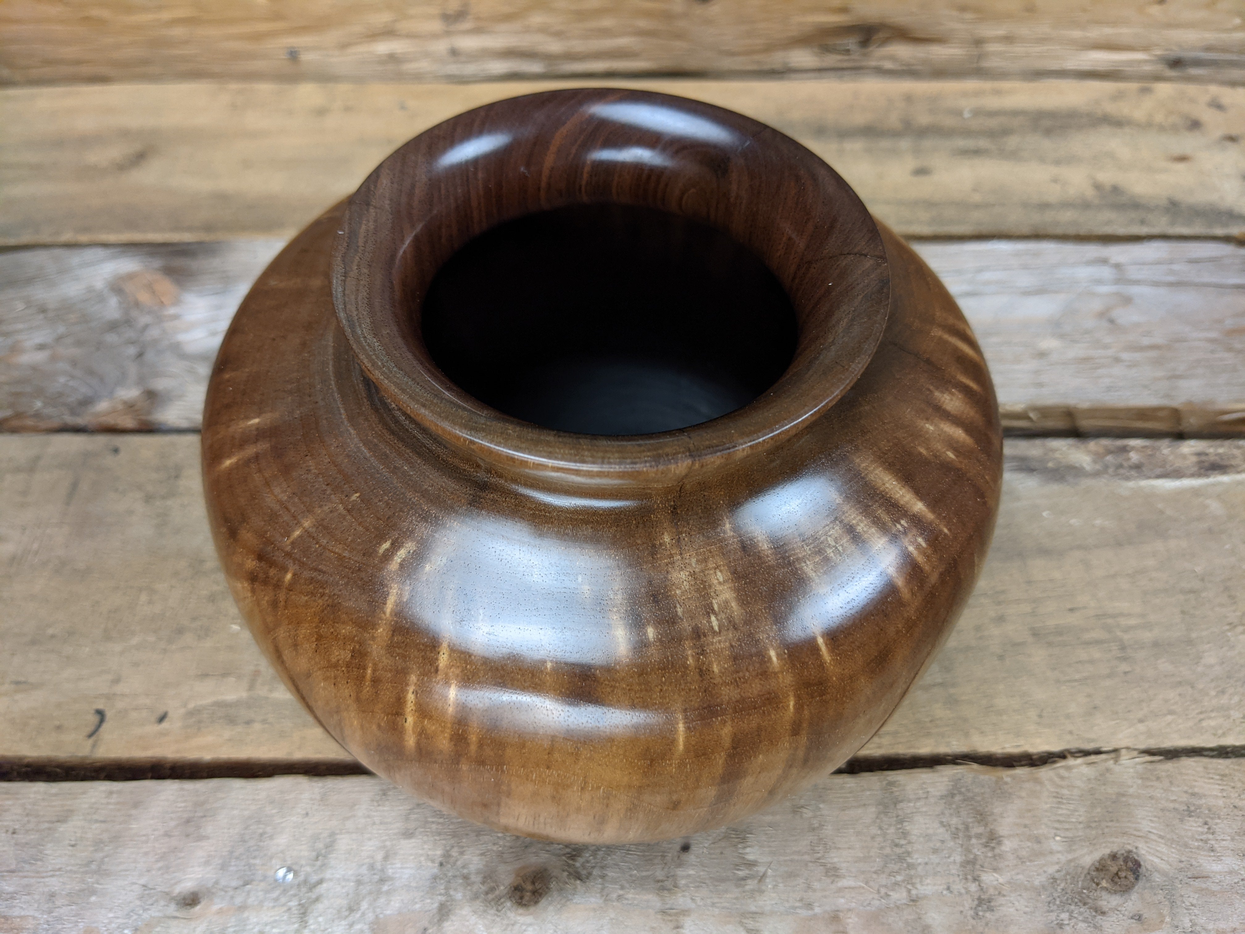 Decorative Black Walnut end grain pot