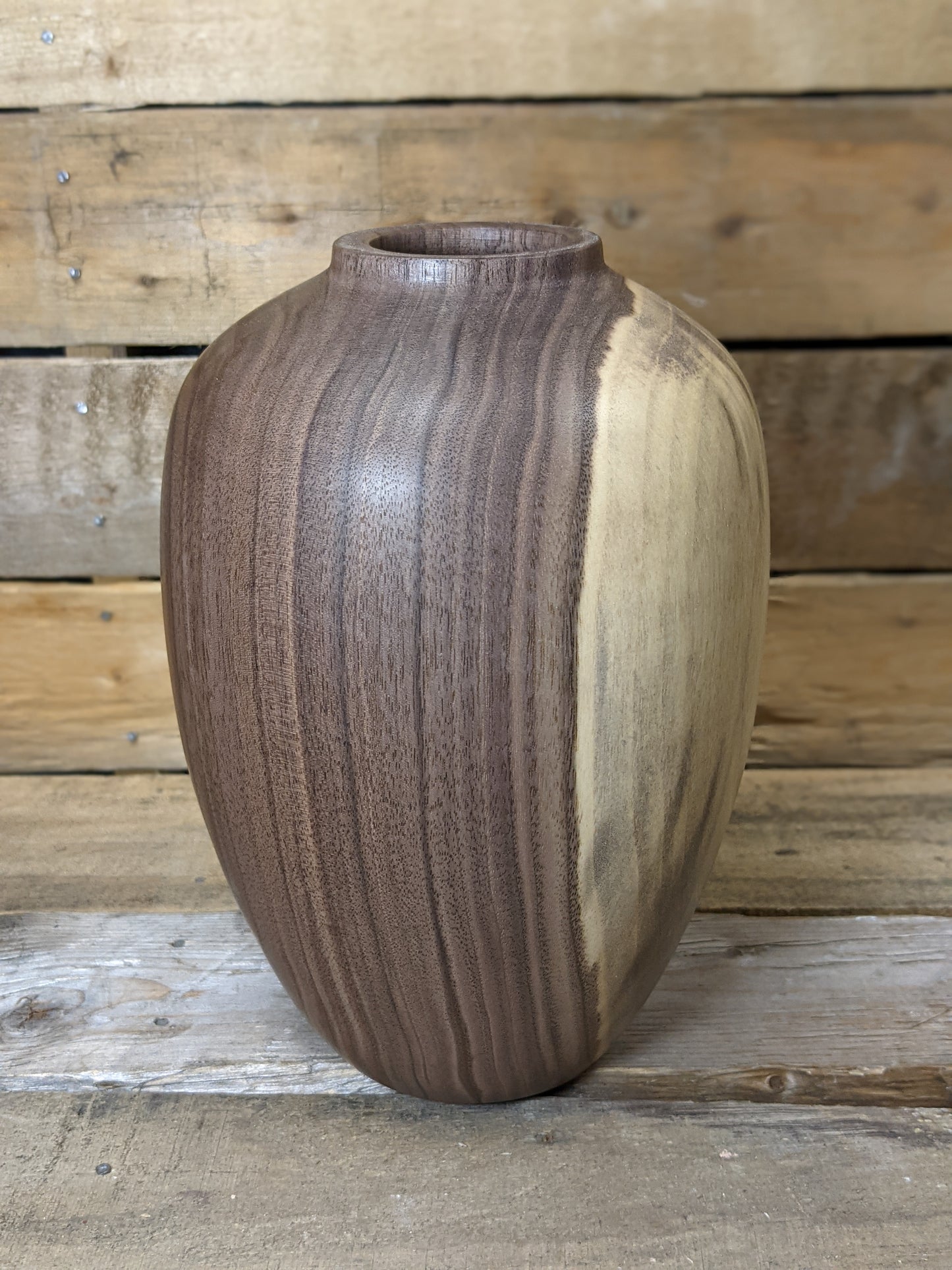 Two tone black walnut hollow vessel