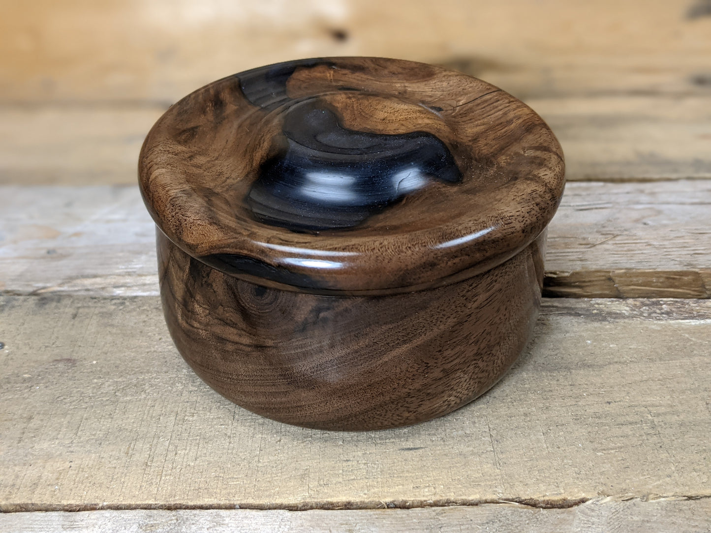 Resin and black walnut trinket box