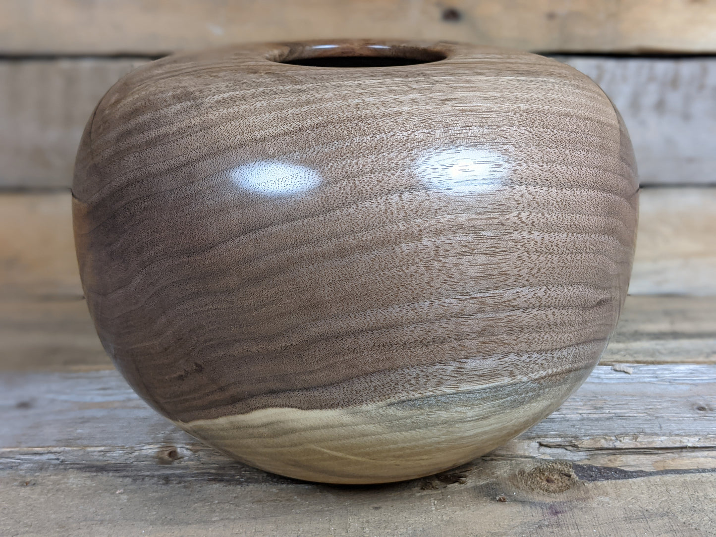 Round black walnut hollow form