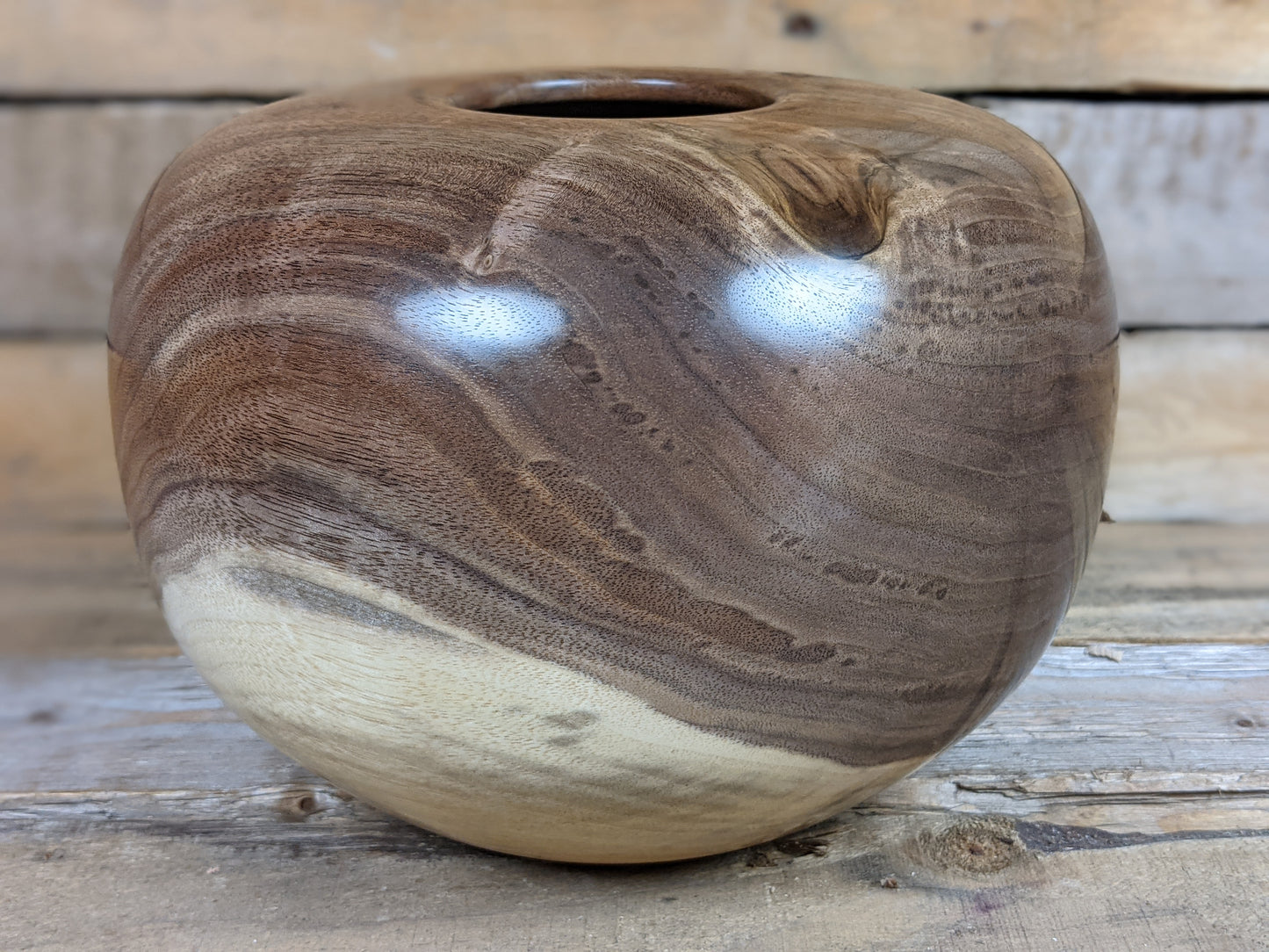 Round black walnut hollow form