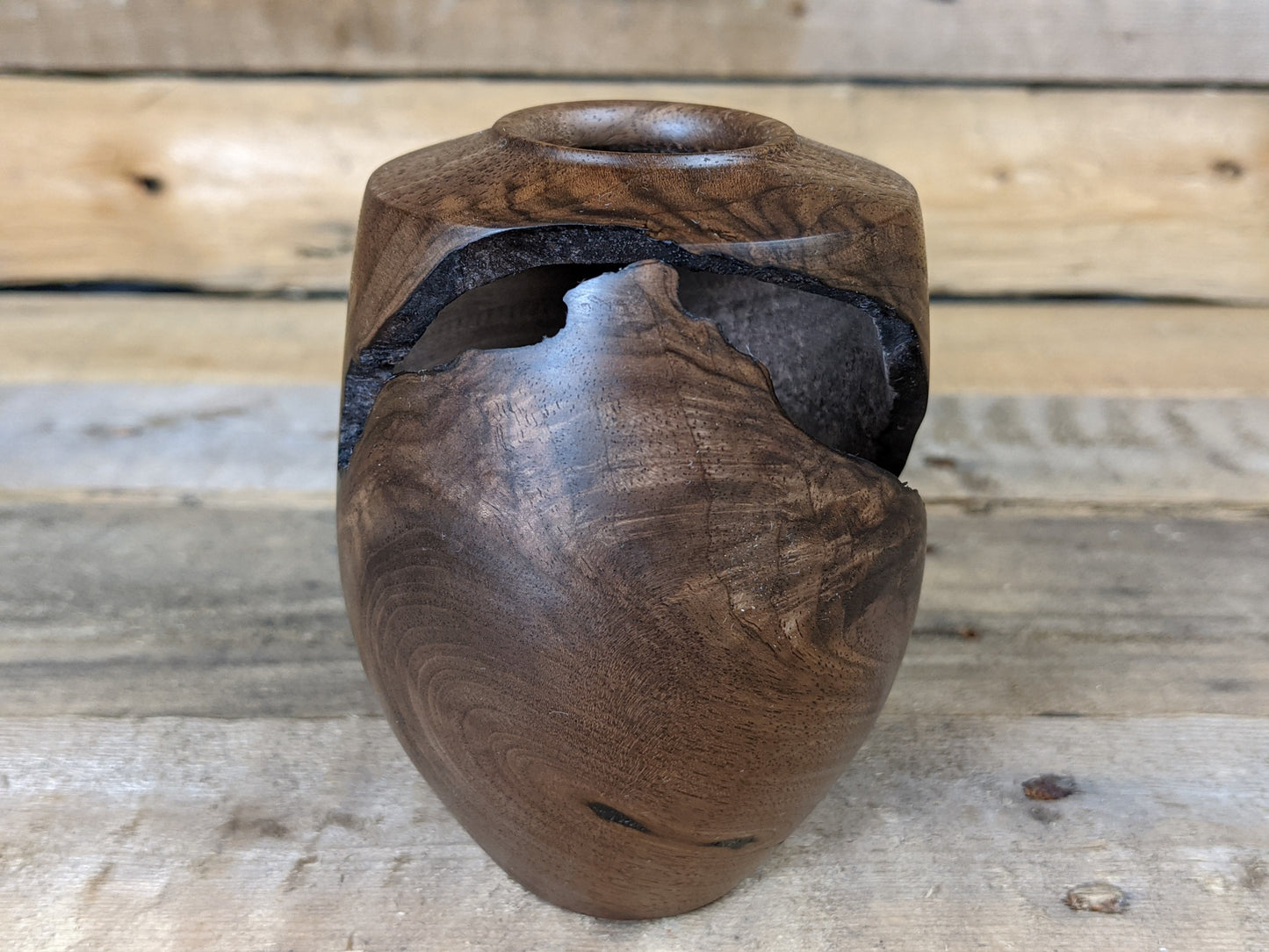 Tiny black walnut dry vase