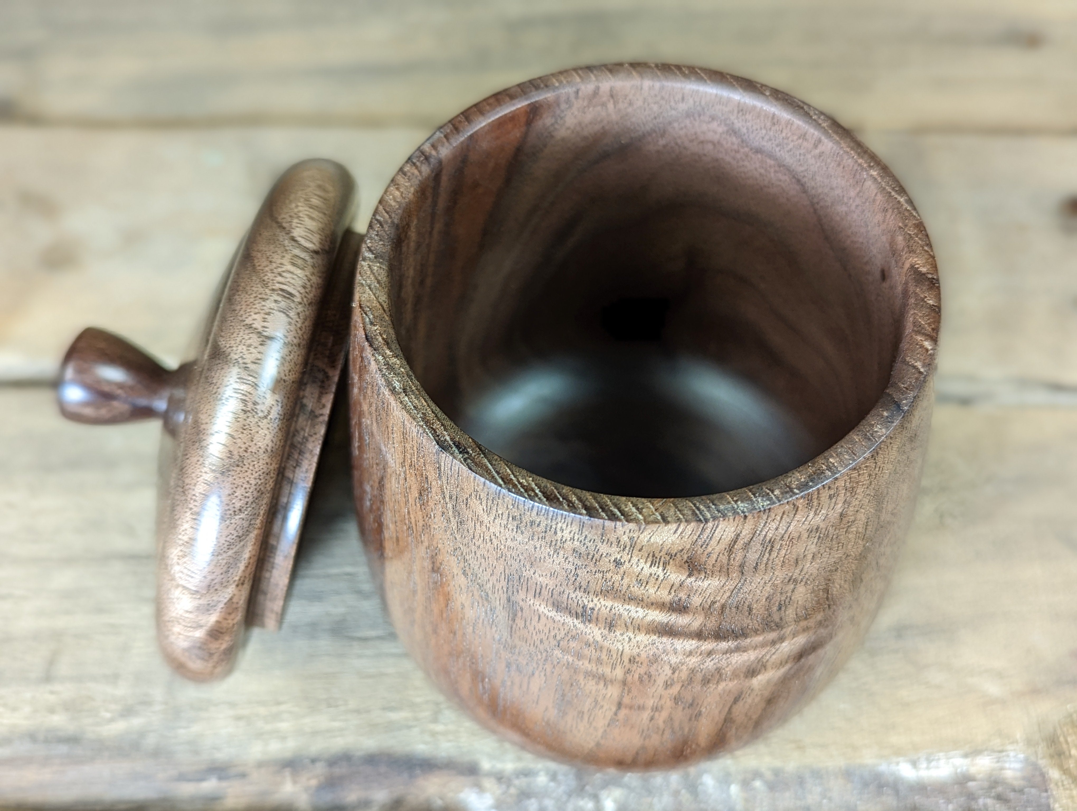 Figured black walnut pot