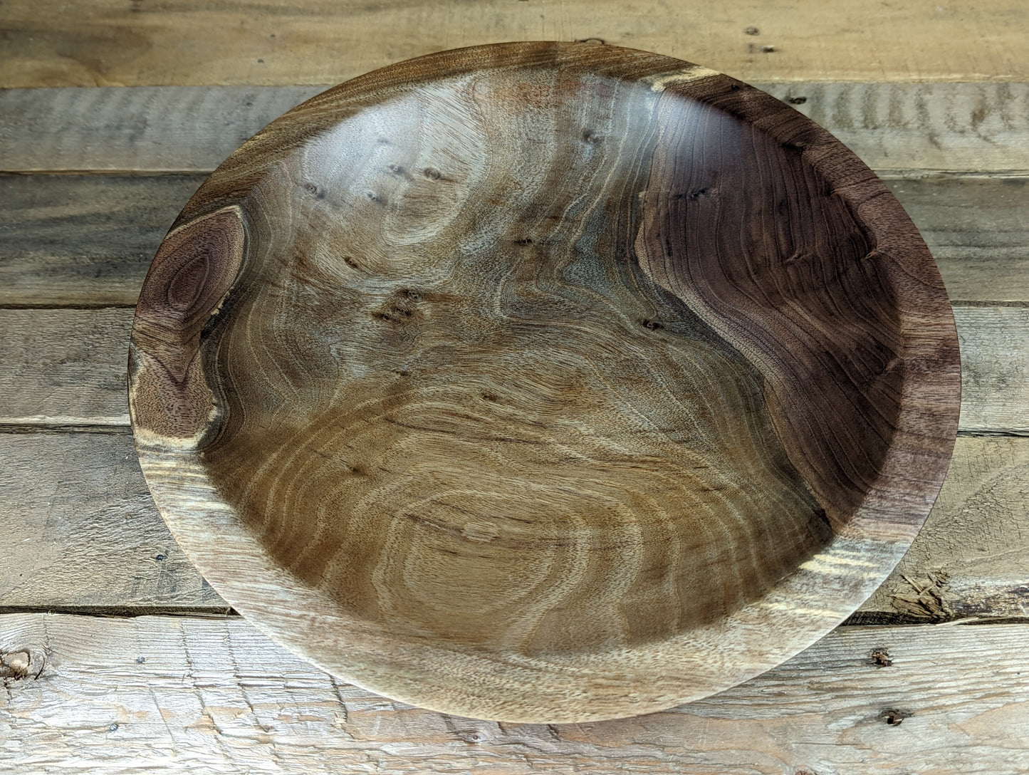 Large shallow black walnut bowl
