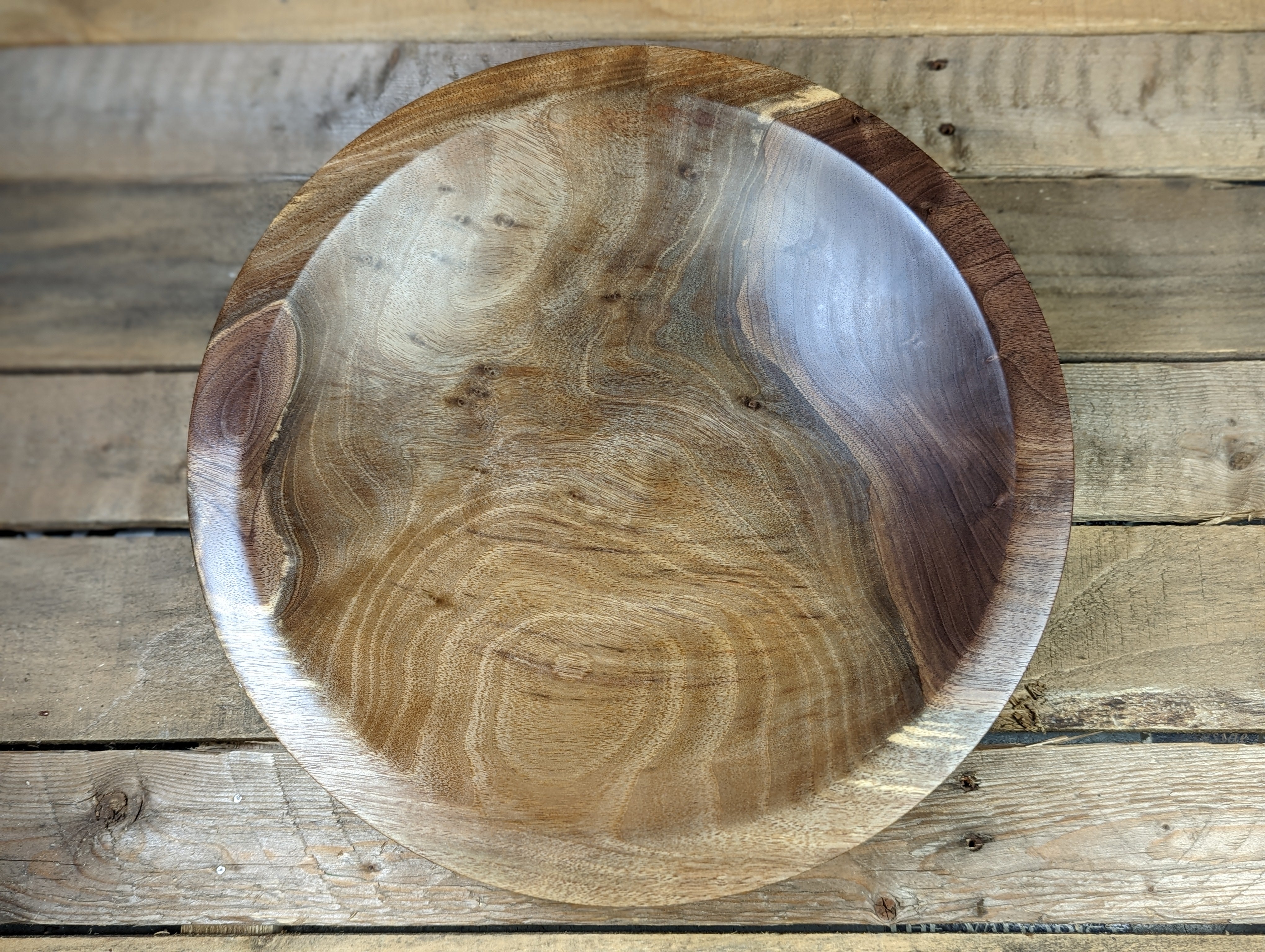 Large shallow black walnut bowl